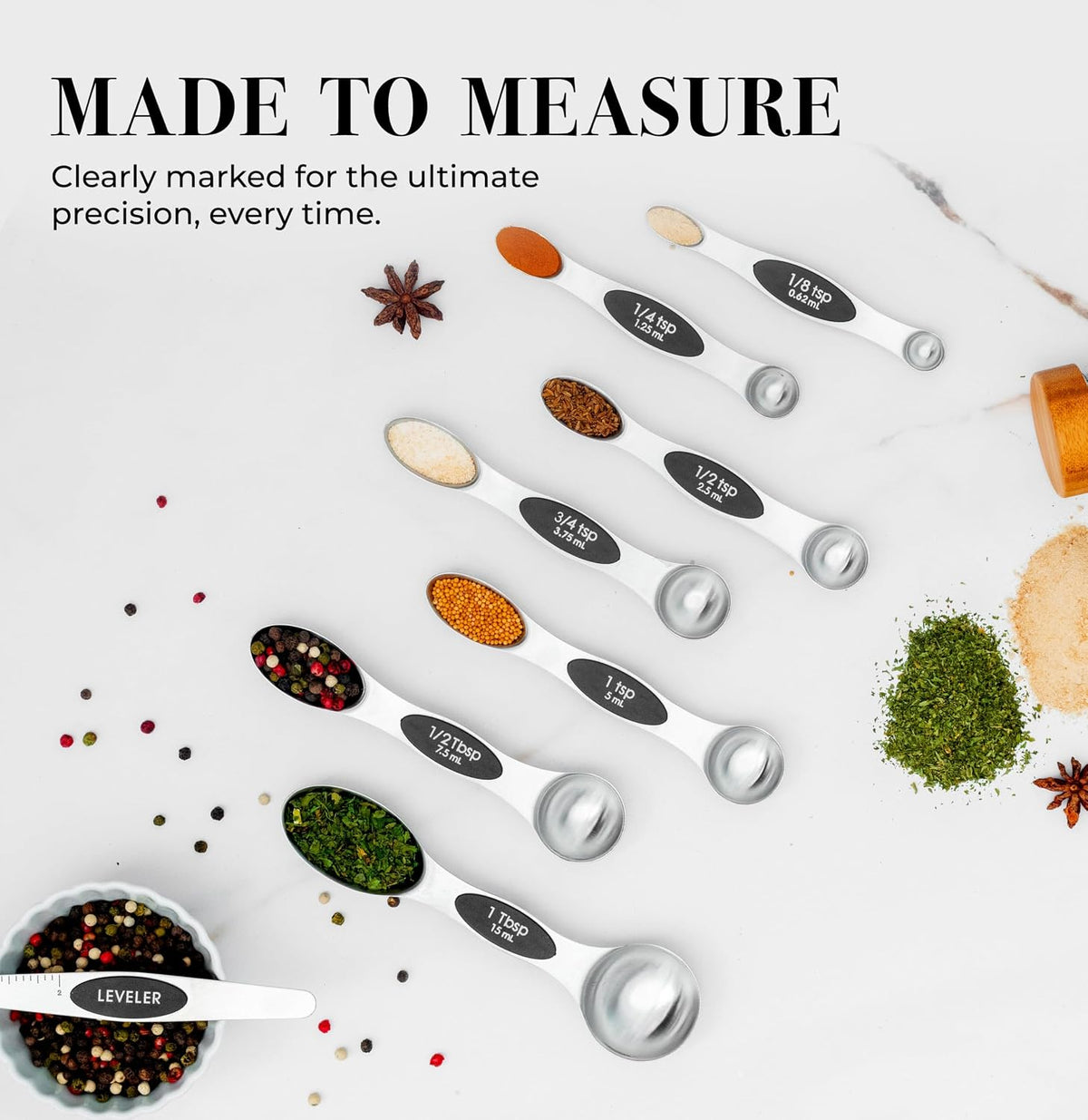 Styled Settings Magnetic Measuring Spoons Set, Gold