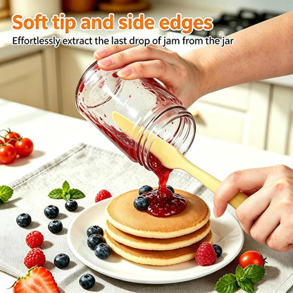 Silicone Jar Spatula Set, 4 Pcs Long Handle Sourdough Scraper Tools