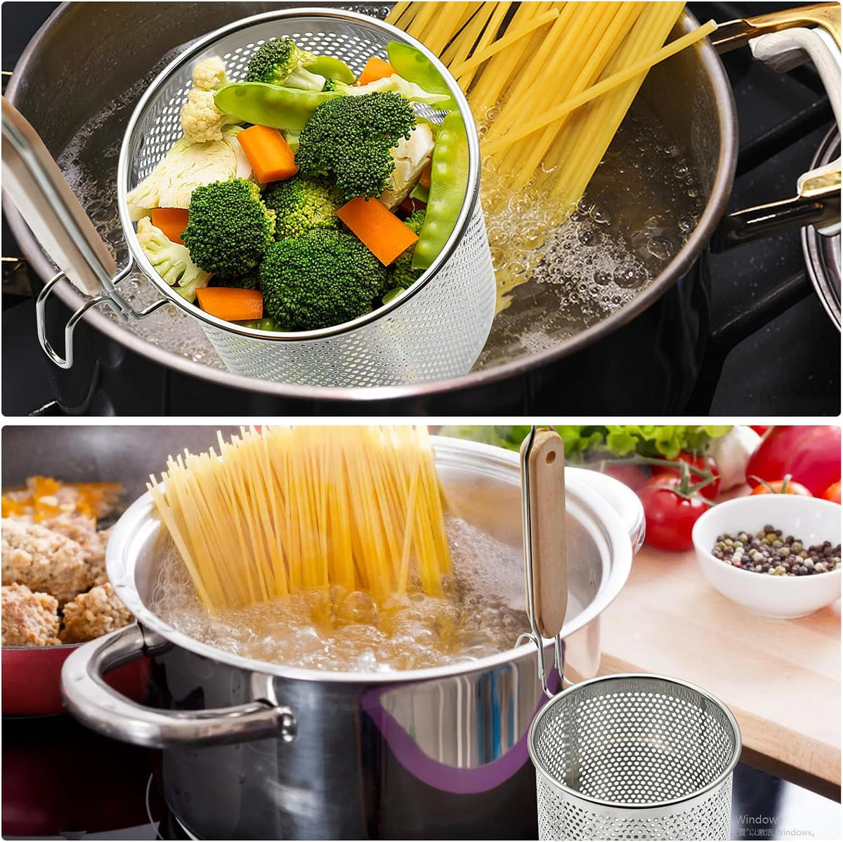 Stainless Steel Pasta Strainer, 2pcs Noodle Strainer Pasta Baskets