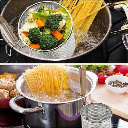 Stainless Steel Pasta Strainer, 2pcs Noodle Strainer Pasta Baskets