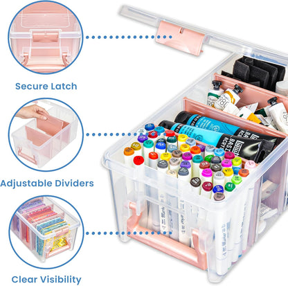 ArtBin Semi Satchel Portable Craft Organizer with 3 Dividers - Clear Plastic Storage Case for Art & Craft Supplies