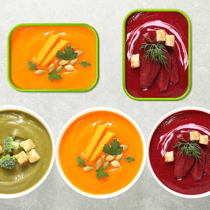 Nuogo 4 Pcs 6 Cup Silicone Freezer Trays with Lid Soup Containers Reusable Freezer Silicone Molds Rectangle Containers Ice Trays for Soups Sauces Stews Curries, Yellow