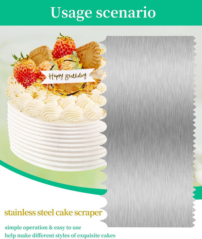 8.6 Inch Metal Cake Scraper Smoother, Edge Side Jagged Comb for Cream