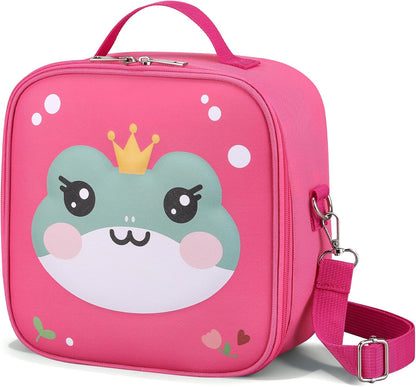Kids Lunch Box for Kids Insulated Reusable Lunch Bag Tote Durable Children Leak-proof Lunchbox with Adjustable Shoulder Strap for School Daycare Travel Picnic (Navy - 3D Dinosaur)
