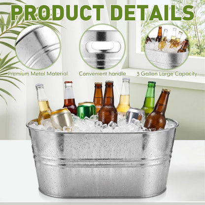 Shimeyao 12 Pcs Galvanized Tub 3 Gallon Metal Ice Buckets for Parties Beverage Tub Large Drink Beer Wine Bucket with Handles Champagne Cocktails Cooling for Parties Mimosa Bar Supplies (White)