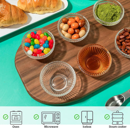 PARBEE 3" Clear Glass Pinch Bowls, 10 Pack 2.5oz Small Prep Dishes Stackable Ingredient Bowls for Spices Dipping Sauces Ice Cream Toppings, Dishwasher Microwave and Freezer Safe