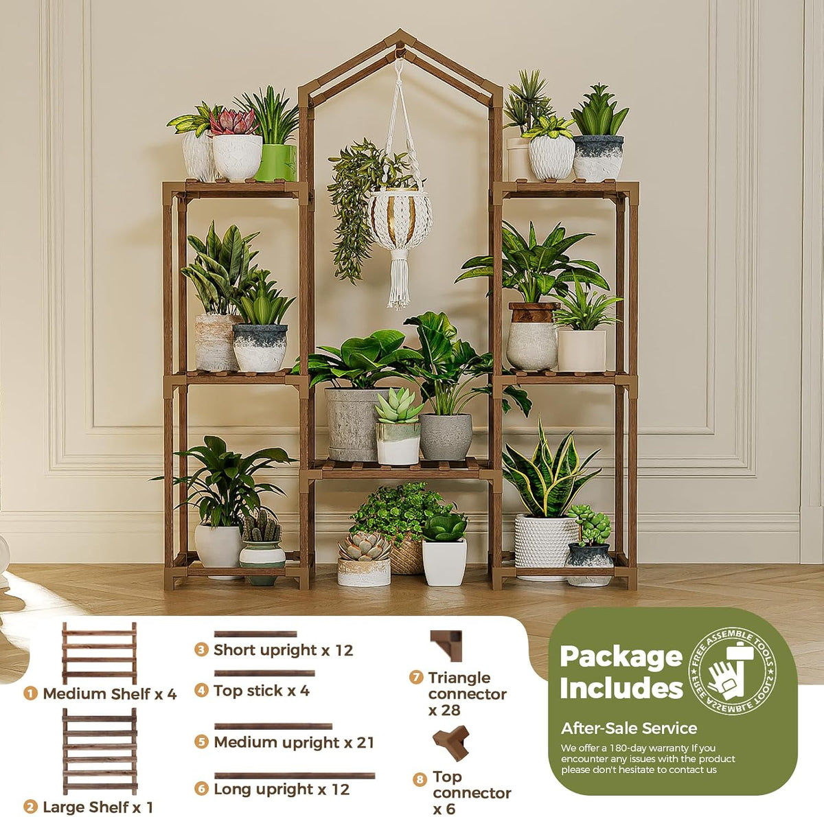 Bamworld Plant Stand Indoor Plant Shelf Outdoor Wood Plant Rack