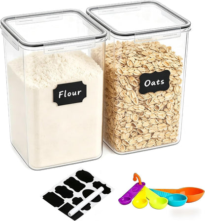 42pcs Airtight Containers, Clear Stackable Dry Food Storage | 42pk clear airtight containers with tight lids keep dry food fresh. Safe plastic, stackable for pantry kitchen storage