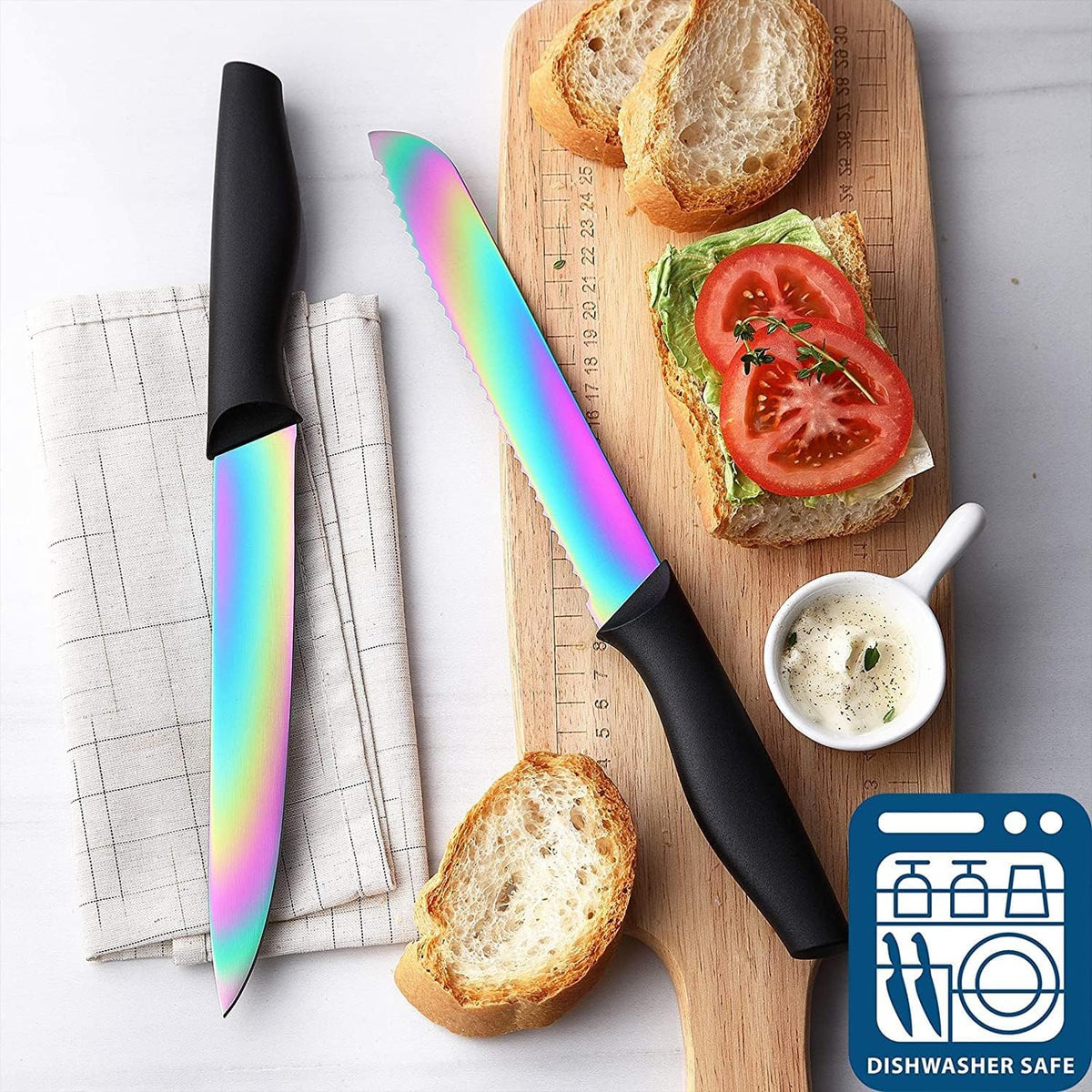 Marco Almond Kitchen Knife Set Chef Knife Set Black