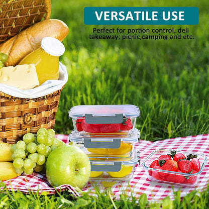 M MCIRCO 67.4oz(8.3 cup), 33.8oz(4.2 cup)& 18.6oz(2.1 cup) Extra Large Glass Food Storage Containers Set with Lids, 6 Pack Airtight Glass Storage Container for Microwave,Oven,Freezer Dishwasher