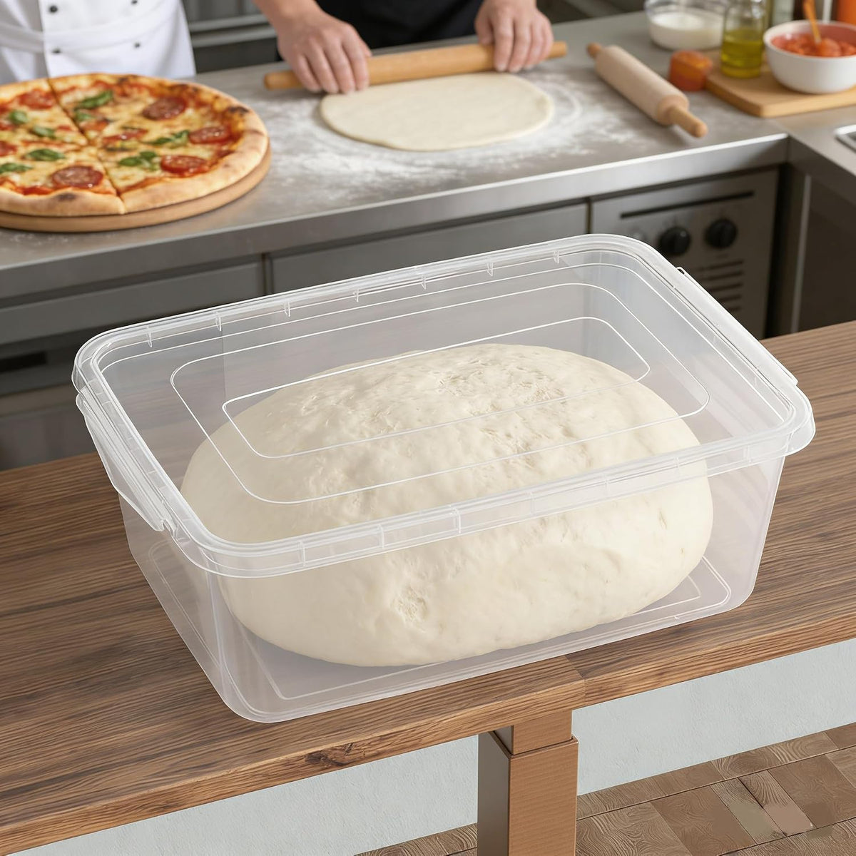 2 Packs 16 L Pizza Dough Proofing Box with Latching Lid, Clear