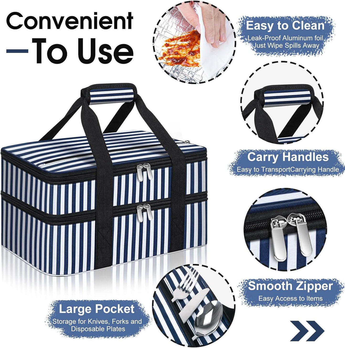 Insulated Casserole Carrier, Portable Casserole Carrier for Hot or Cold Food Lunch Tote Warmer or Cooler Bag, Lasagna Lunch Bag for Potluck Parties- Fits 9" x 13" Baking Dish-Charcoal Grey