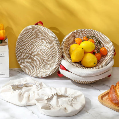 Gejoy 4 Set Banneton Bread Proofing Baskets Bulk with Liner Scraper Handle