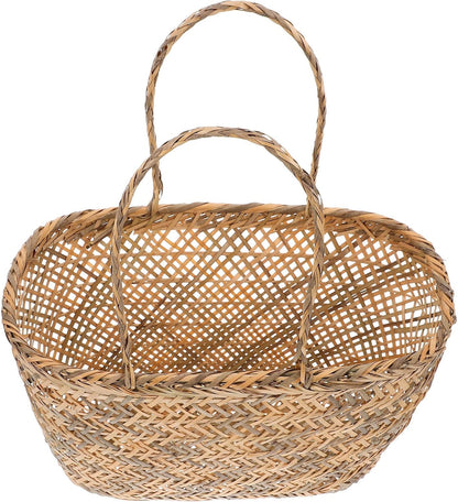 Generic Handmade Storage Basket with Delicate Handle, Wear-resistant and Multi-functional Design, Beige Organizer Bin for Eggs and Vegetables, for Home Decor and Shelf Storage