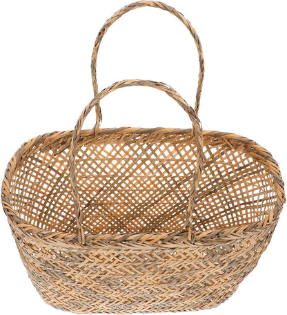 Generic Handmade Storage Basket with Delicate Handle, Wear-resistant and Multi-functional Design, Beige Organizer Bin for Eggs and Vegetables, for Home Decor and Shelf Storage
