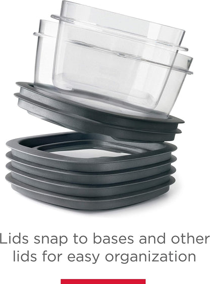 Rubbermaid Premier Food Storage Container, 10 Piece Set, Grey, BPA-Free, Microwave & Dishwasher Safe