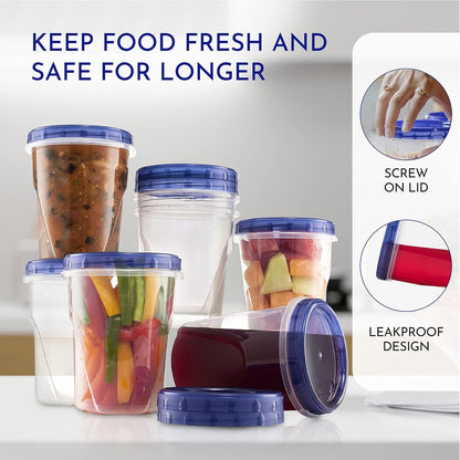 Soup Freezer Food Storage Containers With Screw On Lids [16 Oz -10 Pack] Reusable Plastic Container leak proof, Airtight, Stackable, Microwave Safe BPA Free