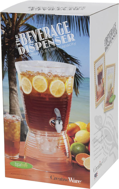 CreativeWare Bark Beverage Dispenser, 2.5 Gallon, Clear, (Pack of 1)