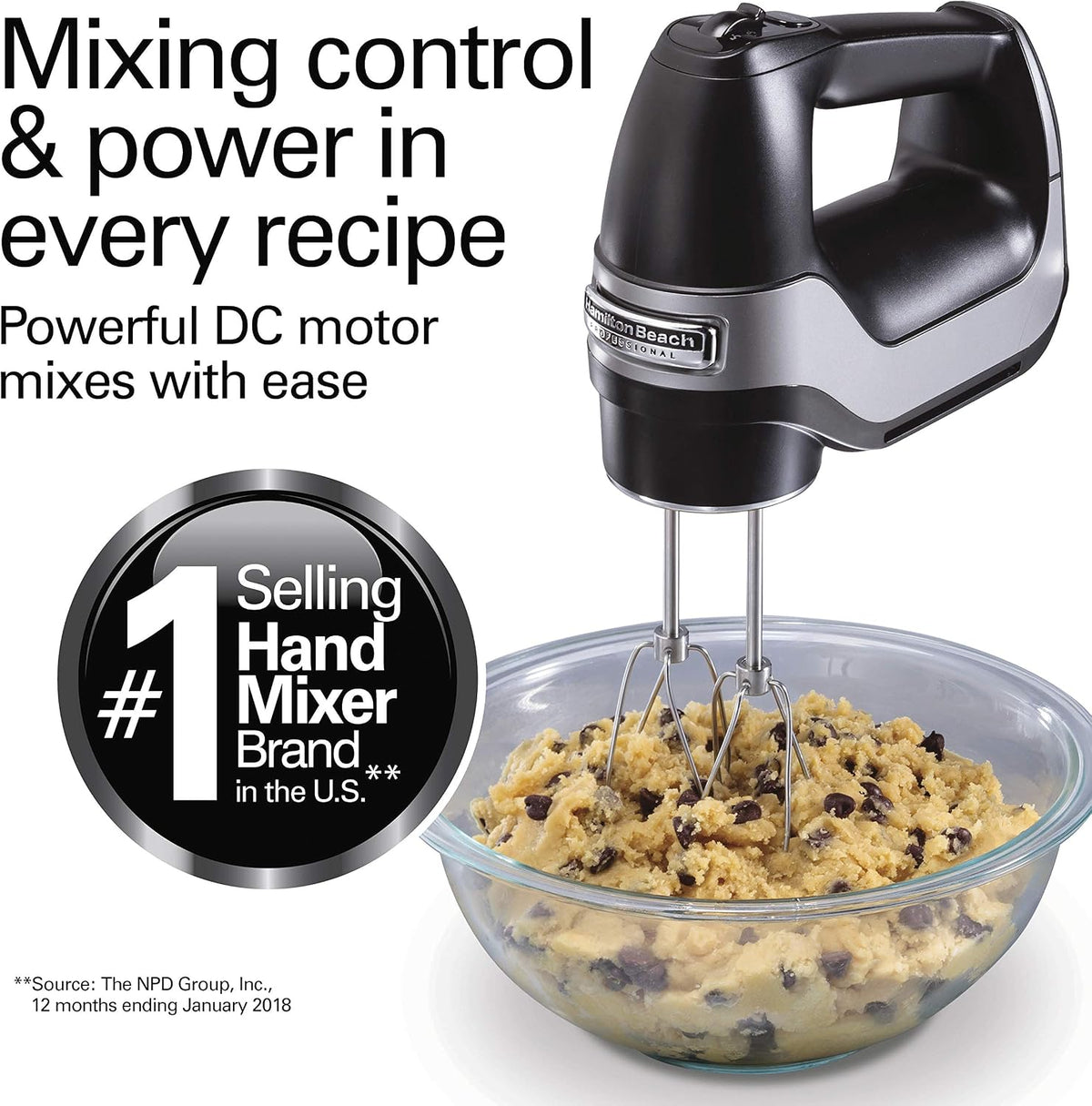 Hamilton Beach Professional 5-Speed Electric Hand Mixer with Snap-On Storage Case, QuickBurst, Stainless Steel Twisted Wire Beaters and Whisk, Mint (62658)