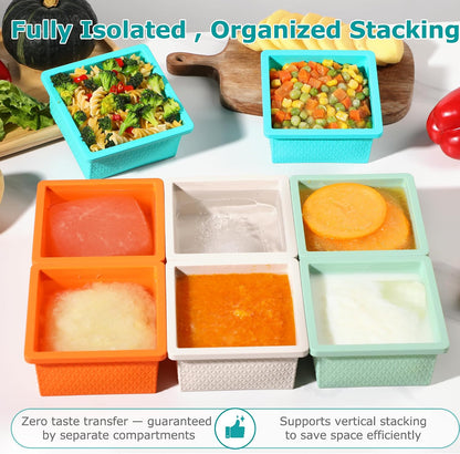 Silicone Freezer Molds for Soup Cube - 2-Cup Freezer Storage Container Tray with Lid,4 Pack Stackable Ice Cube Trays for Portion Control,Food Storage Meal Prep,Oven & Dishwasher Safe