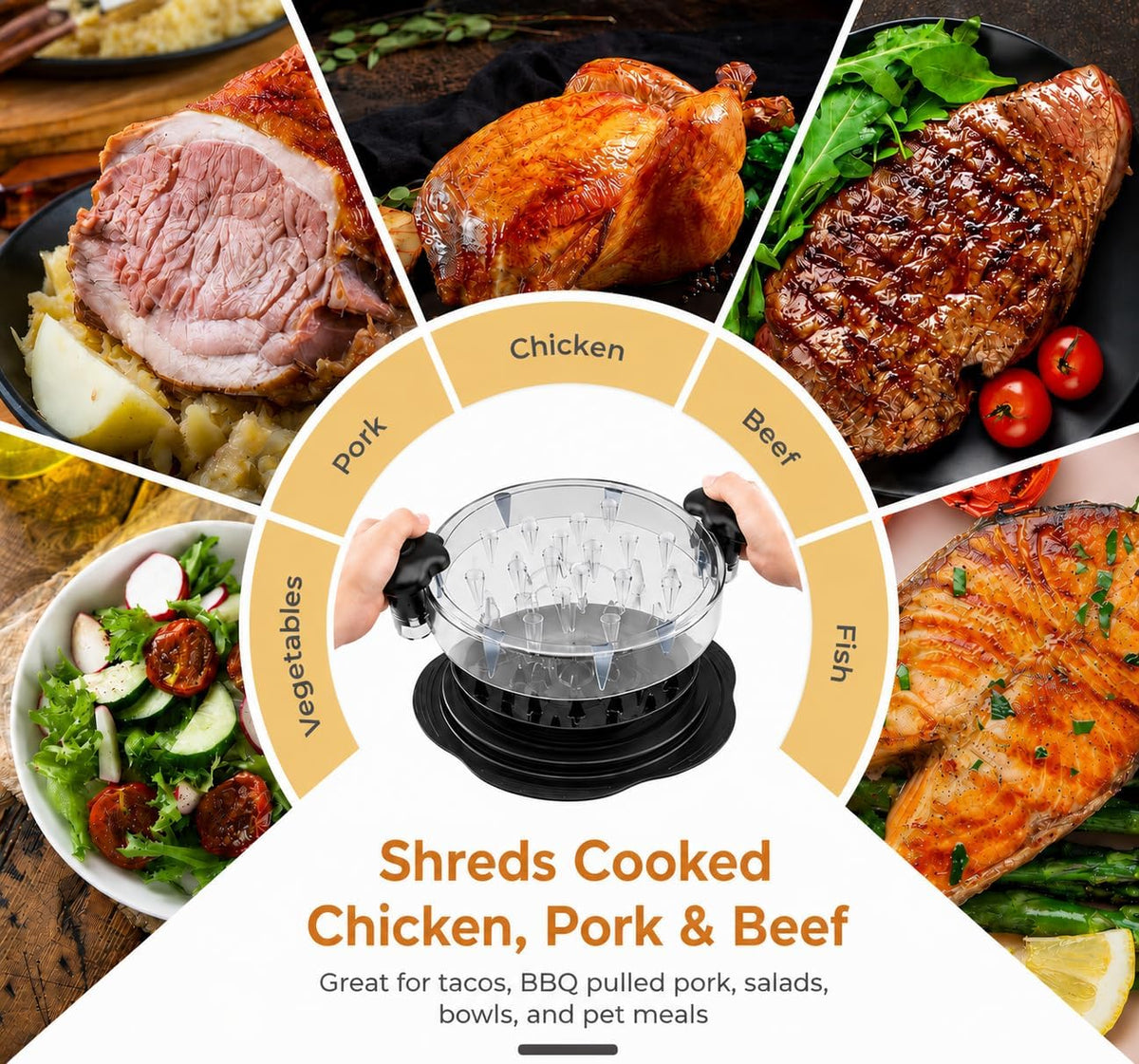 Large Chicken Shredder, Meat Shredder Tool Twist with Brush&Fork