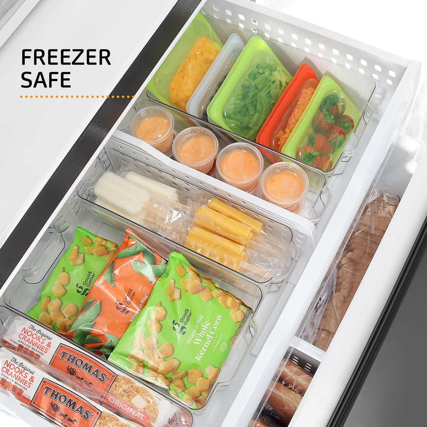 Etienne Alair Fridge Organizer-14 Refrigerator Bins Freezer Organizer Durable, Stackable Containers with Handles, 14 Piece Set