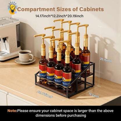 kimilus Coffee Syrup Organizer Rack, Liquor Bottle Display Shelf, 2 Tier 10 Syrup Bottles Holder Stand for Coffee Bar Kitchen Small Wine Rack for Family Storage for Syrup Wine Dressing