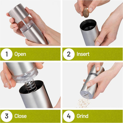 Spice Grinder with Storage Container for Fine Nutmeg Powder - SIlver
