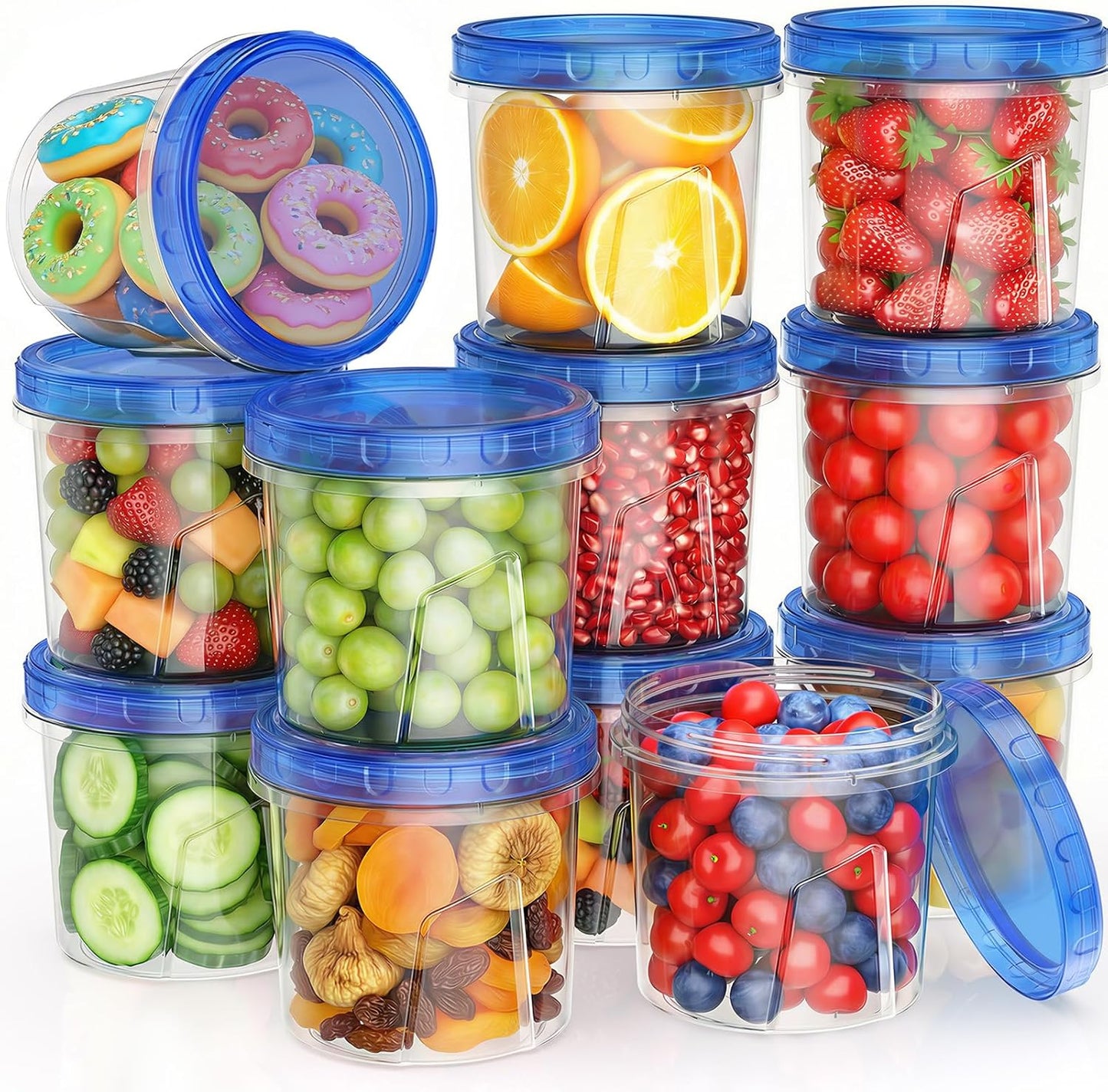 10 Pack-32 OZ Freezer Storage Containers, Small Plastic Food Storage Containers with Twist Top Lids, BPA Free and Reusable Meal Prep Containers Microwave/Dishwasher Safe