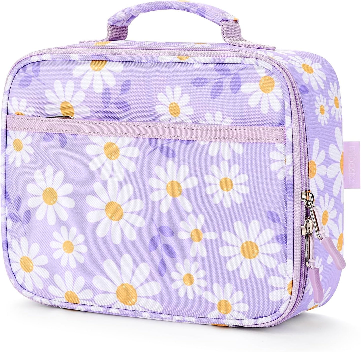 mibasies Kids Lunch Box for Girls Toddler, Insulated and Reusable Lunch Bag for School, Pink Rainbow