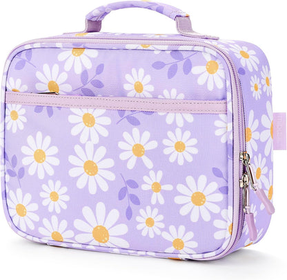 mibasies Kids Lunch Box for Girls Toddler, Insulated and Reusable Lunch Bag for School, Pink Rainbow