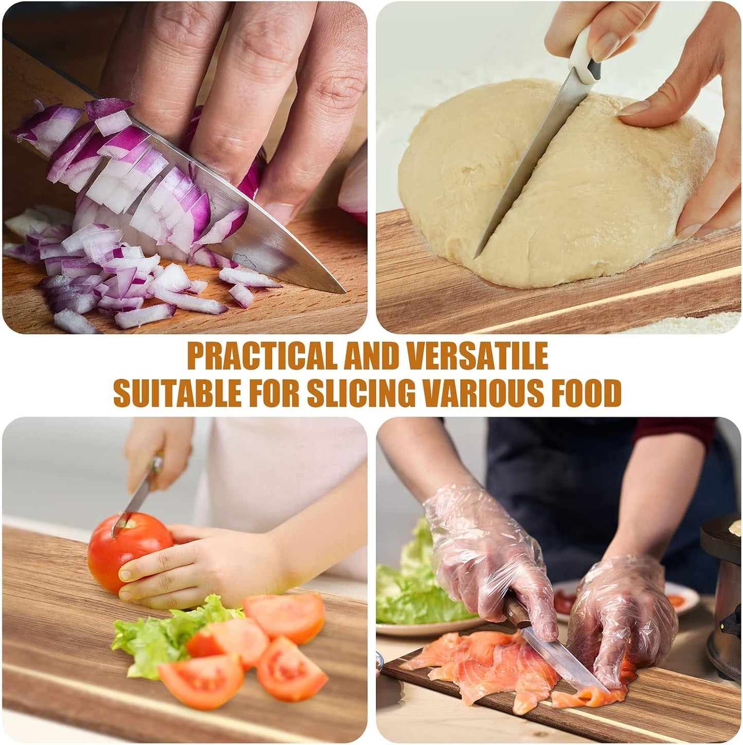 Patelai 6 Pcs 15 x 7 Inch Bamboo Cutting Board Set with Handles Laser Engraving Wooden Charcuterie Kitchen Plain Serving Chopping Board Bulk for DIY Housewarming