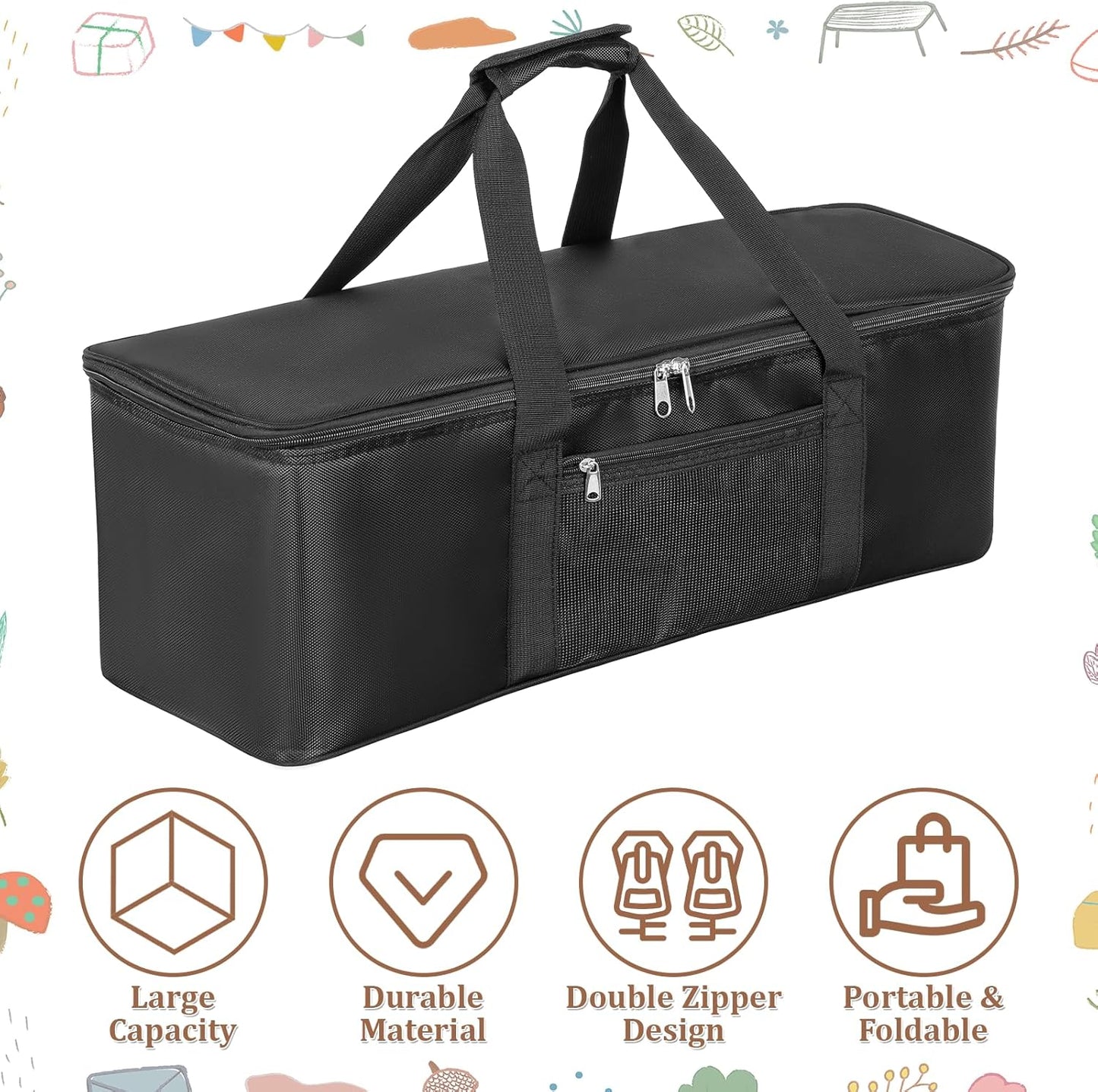 Grill Tool Storage Bag, 23.6" x9.8 x7.9 Large Capacity Grill Accessory Storage, Heavy-Duty Grills Utensil Storages with Pockets, Outdoor BBQ Utensil Holder, Grilling Tools Storages for Camping Picnic
