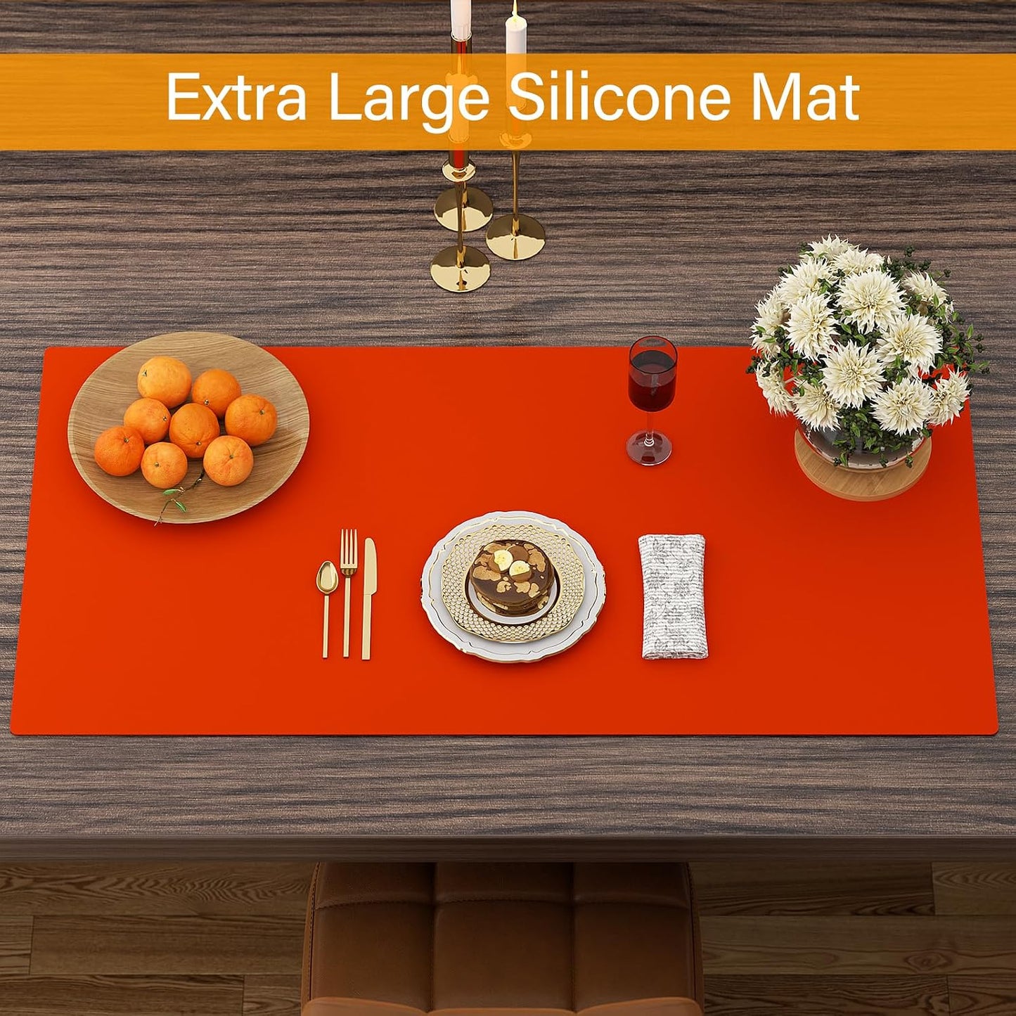 Food Grade Silicone Table Protector Mat 47x24 Inch, Heat Resistant Desk Pad for Baking/Painting/Resin/Welding, Non-Slip Waterproof Surface Easy Clean (3 Colors) (Gray)
