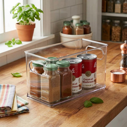 BINO | Stackable Plastic Storage Bins, Clear | THE CLARUS COLLECTION | Pantry Organizers and Storage Containers | Fridge Organizer Bins | Kitchen Cabinet Organizer | Medicine Cabinet Bin