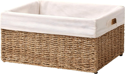 Wicker Storage Basket, Baskets for Organizing, Storage Basket with Built-in Handles, Water Hyacinth Shelves，Wicker Storage Baskets for Shelves, Water Hyacinth Storage Baskets (nature, 4-Pack)