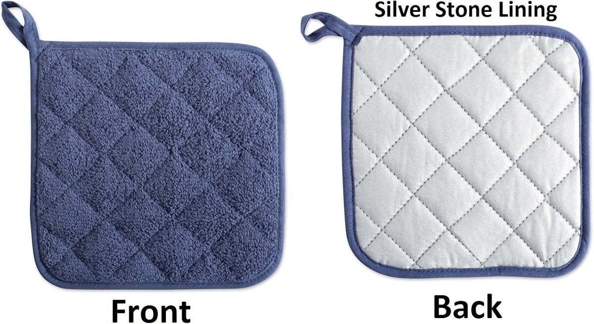DII Basic Terry Collection Quilted 100% Cotton, Pan Handle, Nautical Blue
