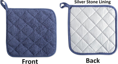 DII Basic Terry Collection Quilted 100% Cotton, Pan Handle, Nautical Blue
