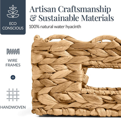 Best Choice Products 9x12 Scalloped Shelf Baskets, Woven Storage Bins, Storage Organizers for Pantry, Living Room, Bedroom, Nursery & Laundry, 4 Pack - Natural with White Trim