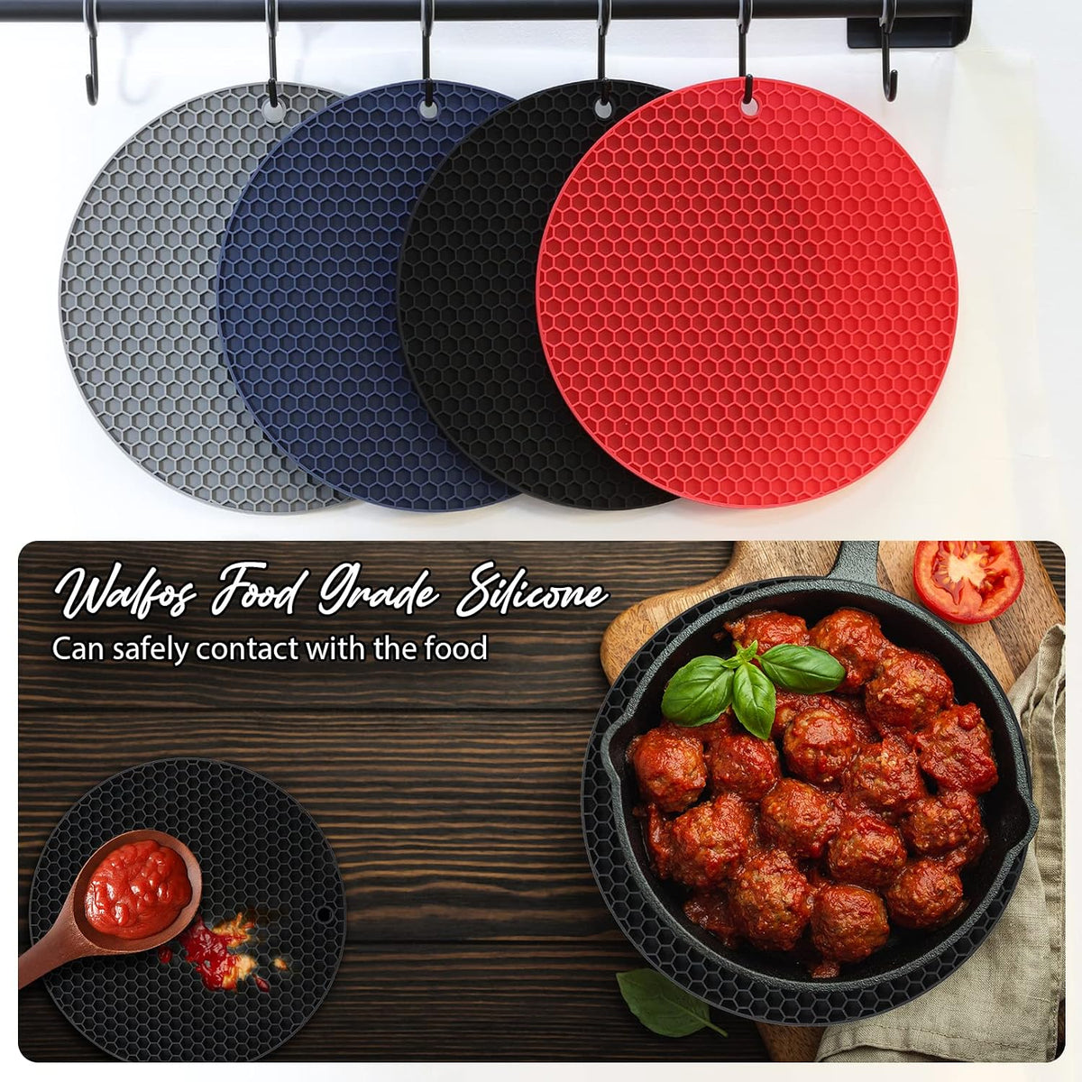 Joyhalo 4 Pack Trivets for Hot Dishes