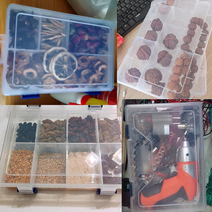 Xiaoyztan Clear Plastic Organizer, 12 Grids with Adjustable Dividers, Jewelry Box Bead Storage Container for Small Parts, Fishing Tackle, DIY Crafts, and Earrings