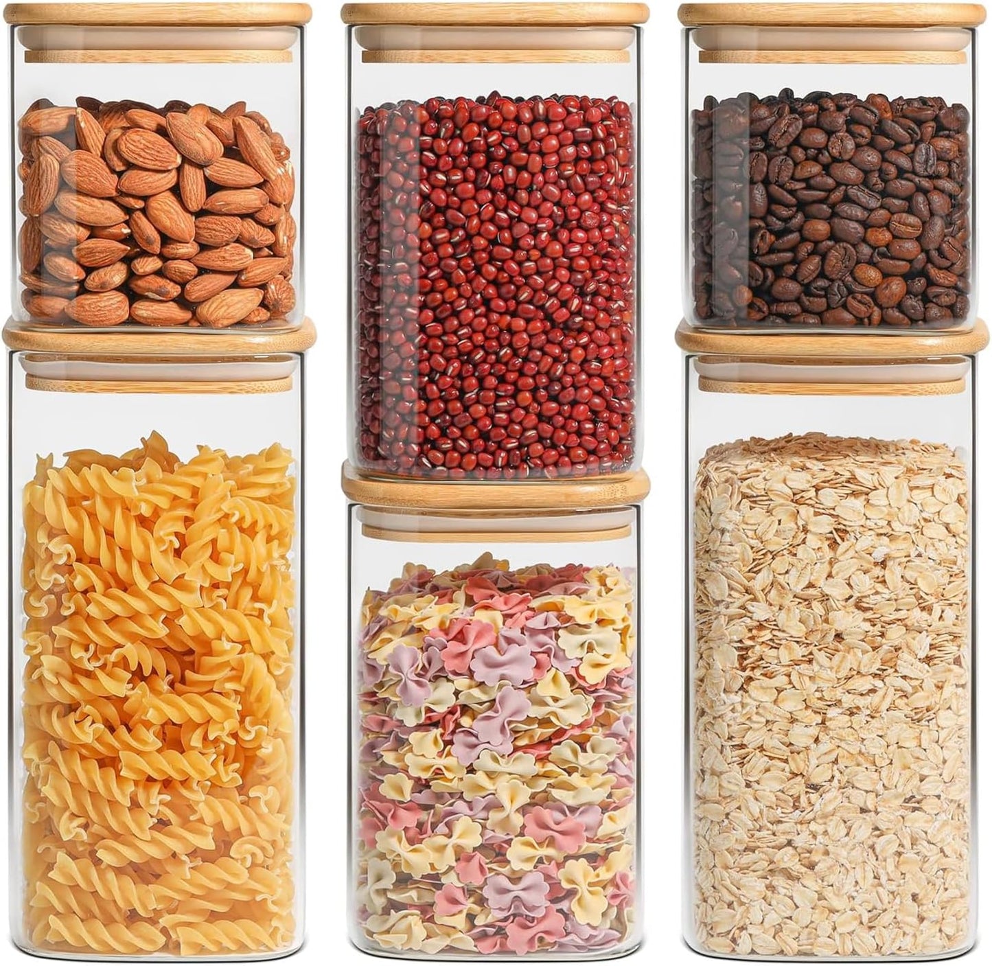 ComSaf 2Pcs Large Glass Storage Containers with Lids 4Qt, 1 Gallon Wide Mouth Flour Sugar Storage Containers, Large Capacity and Sealed for Rice, Cereal, Oat, Easy Clean and Scoop, Pantry Organization