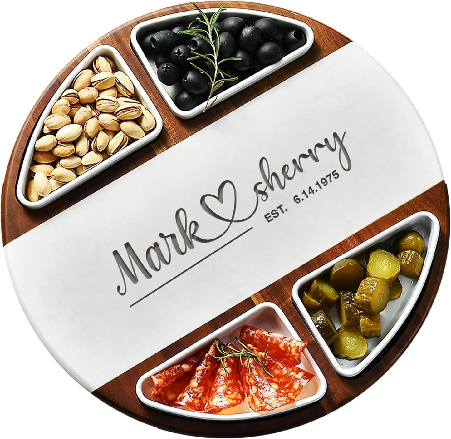 Shanik Acacia Wood Lazy Susan Cheese Board Set – Rotating Charcuterie Platter, Elegant Serving Tray for Appetizers, Snacks, Parties & Weddings