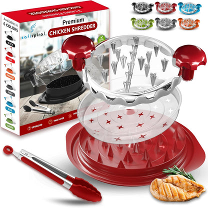 Chicken Shredder Tool Twist Large – 10.2 Inch Non Slip Meat Shredder with Removable Tray- BPA Free, Dishwasher Safe, Heat Resistant Chicken Breast Shredder with Handle & Serving Tong