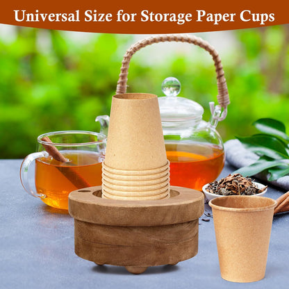 Wooden Cup Holder with Marker Slot, Wood Disposable Party Cup Dispenser for Mark Drink Party Decoration
