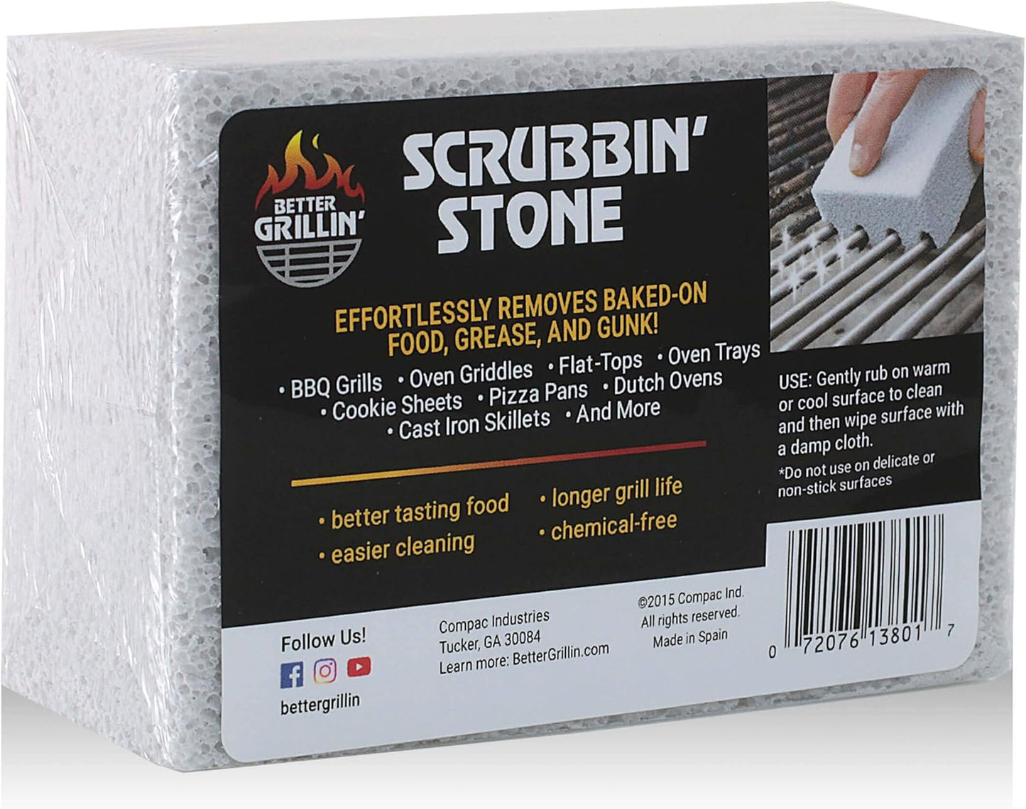 Better Grillin Scrubbin Stone Grill Cleaning Brick Block | Griddle Stone | Grill Stone Cleaning Block | Barbecue Grill Cleaner for BBQ, Griddle, & Racks