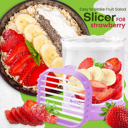Creative Strawberry Slicer, Detachable Cutter with Push Plate (Purple)
