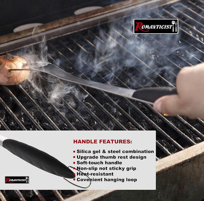 ROMANTICIST 4pc Heavy Duty Grill Accessories for Top Chef - Professional Grill Tools Set & Basic BBQ Tools for Backyard Restaurant Outdoor Kitchen - Deluxe Grill Gift for Dad on Father’s Day Christmas