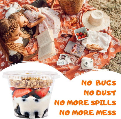 Aatriet 12 oz Clear Plastic Parfait Cups with Insert 3.25oz & Dome Lids No Hole - (20 Sets) Yogurt Fruit Parfait Cups, for Dips and Veggies, Take Away Breakfast and Snacks. No Leaking