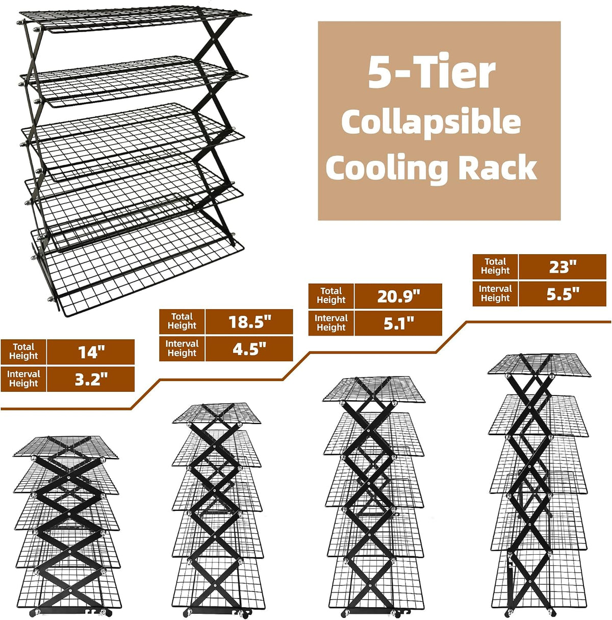 3 Tier Collapsible Cooling Rack Sourdough Cooling Rack 17"x10"